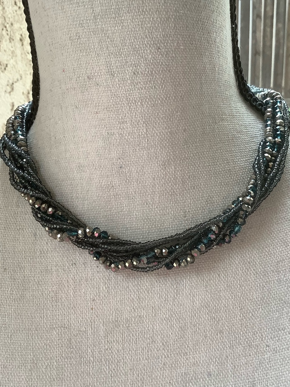 Premier Designs Beaded Twisted Multi-Strand Necklace - Gray
